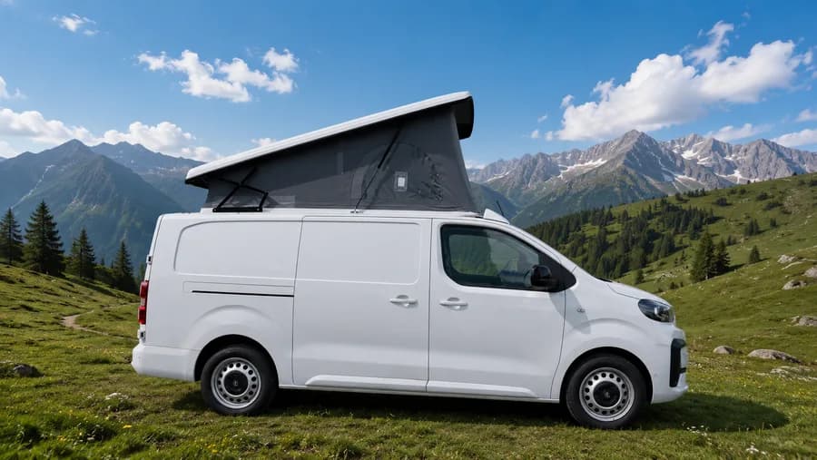 Citroën Jumpy — yandan görünüm, pop-up tavan açık